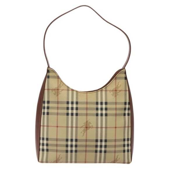 Burberrys Nova Check Shoulder Bag PVC Leather Beige Auth 116394 - Picture 1 of 16